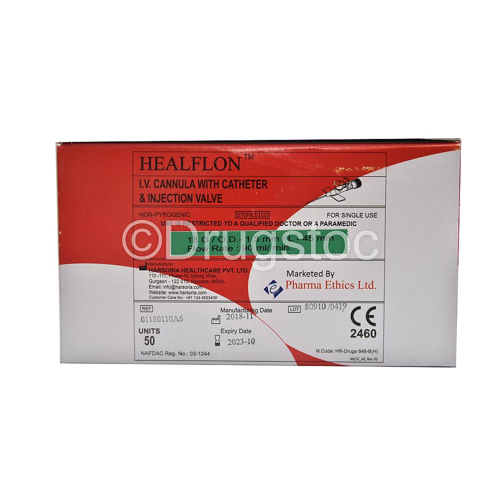 Healflon IV Cannula 18G x 50 (Green)