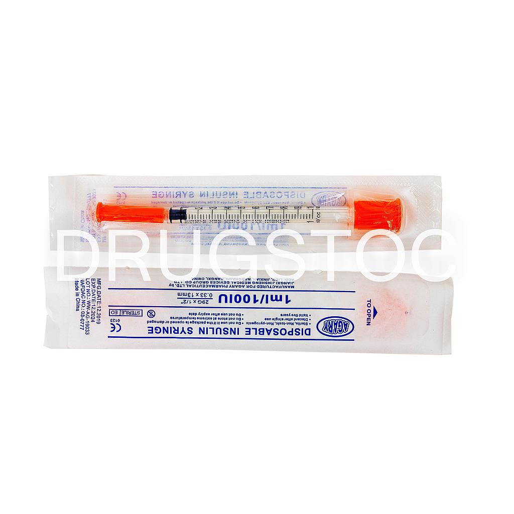 Agary Disposable Insulin Syringe 40iu 