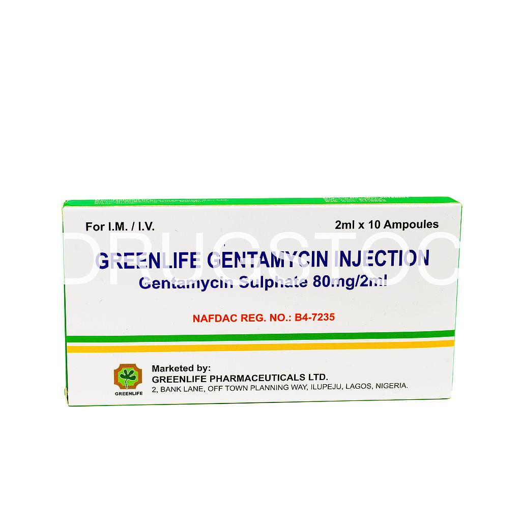 Greenlife Gentamicin 80mg Injection x 10''