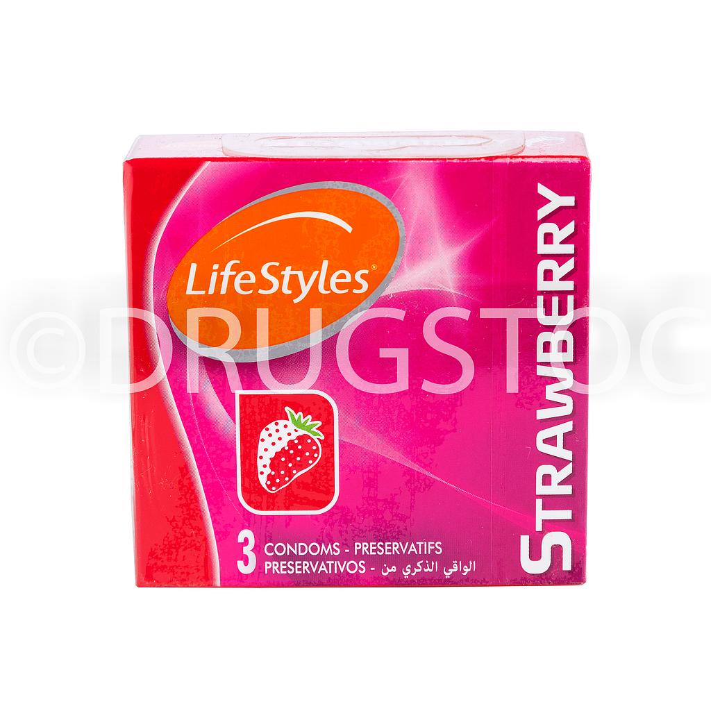 LifeStyles Strawberry Latex Condom X3