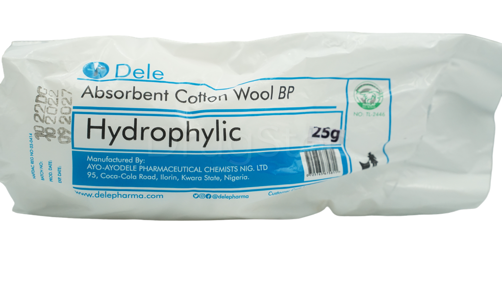 Dele Absorbent Cotton Wool 25g x 1''