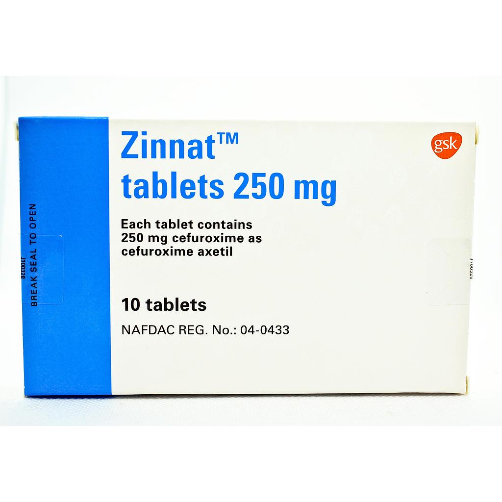 Zinnat 250mg  Tablets x 10''