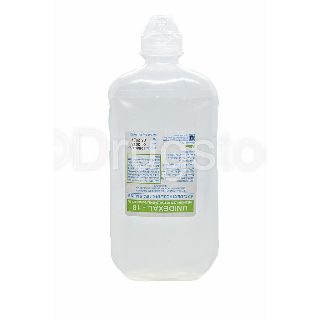 Unidexal-18 4.3% dextrose Saline X 500mL