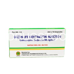 [DSN002263] Greenlife Gentamicin 80mg Injection x 10''